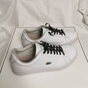 Lacoste White Leather Court Sneakers Gold Logo Women's US 7